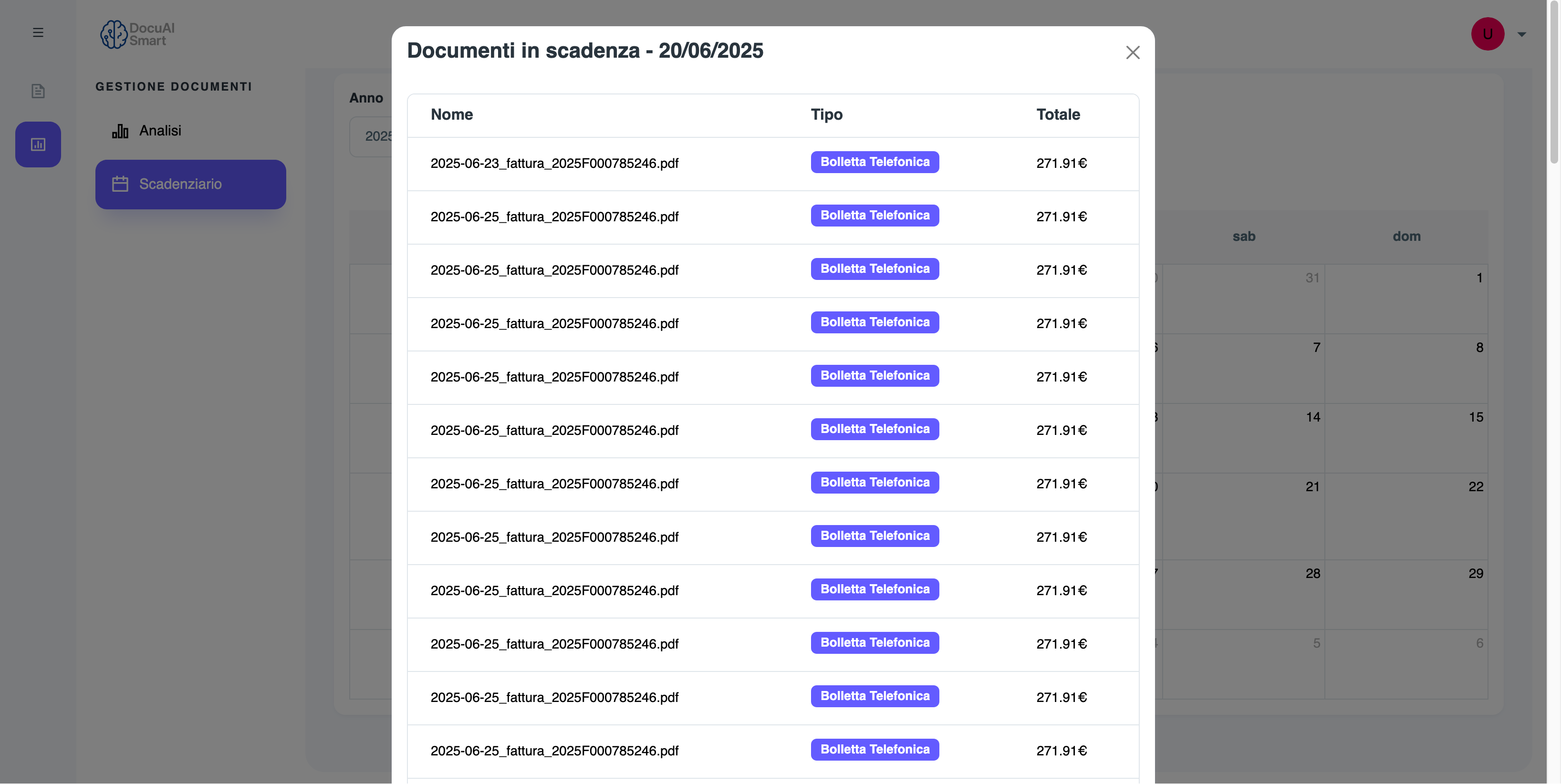 Gestione bollette e scadenze DocuAI Smart